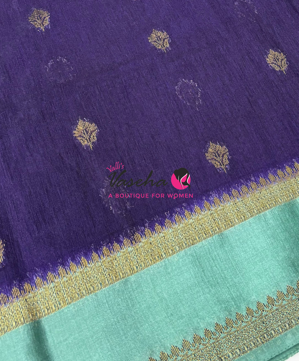 Linen Jute Silk Saree - Navy Blue With Blue Shade - VVLJS001