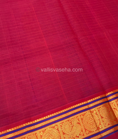 Pure Silk Cotton Saree - Blue with Red - Lakshadeepam Design - VVPLD001