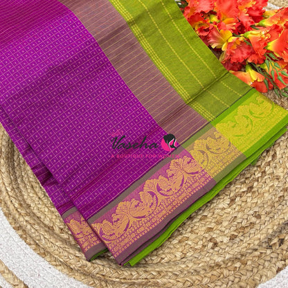 Semi Silk Cotton Saree | Lakshadeepam  |VVSSC009
