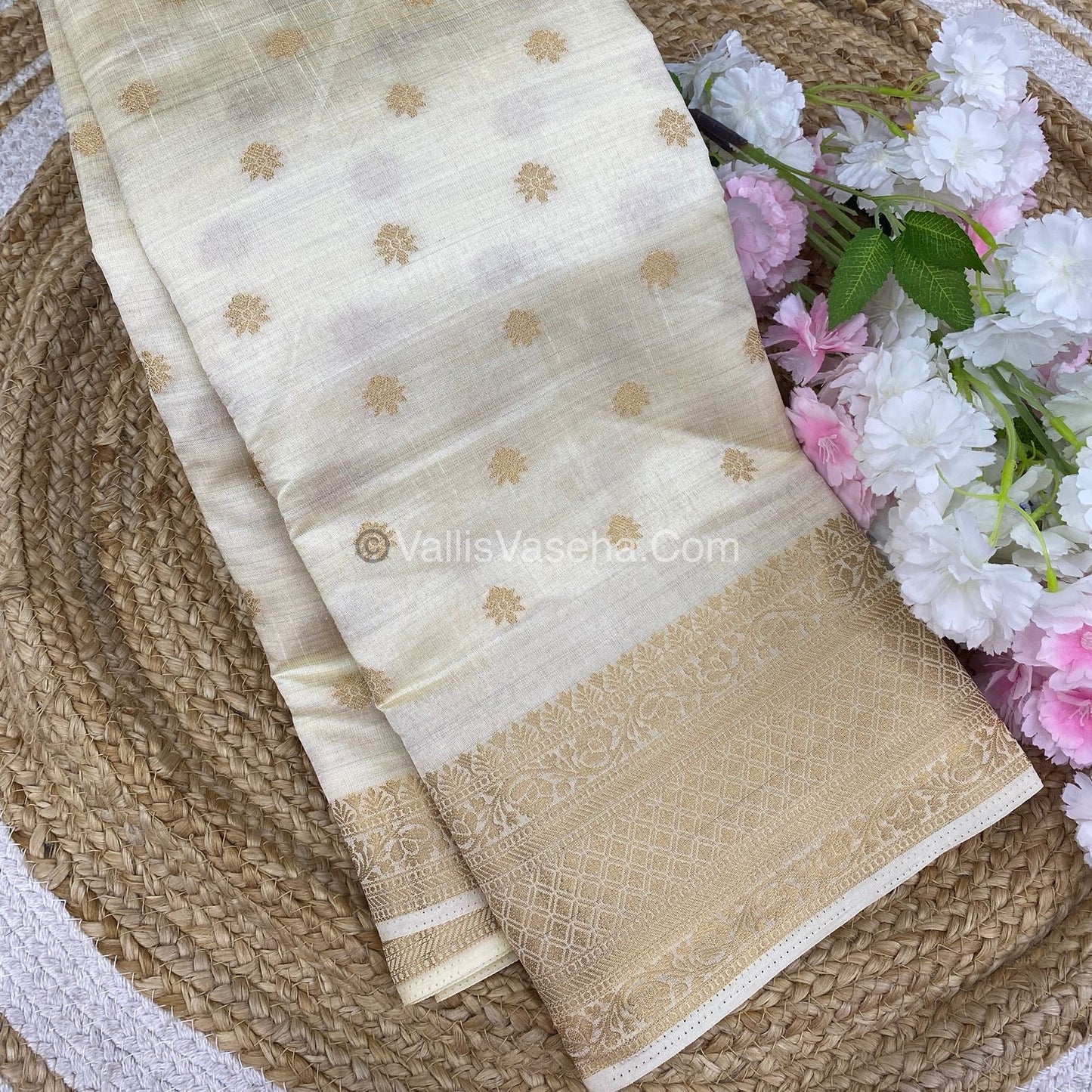 Semi Tussar Silk  - Cream Shade - VVSTS014