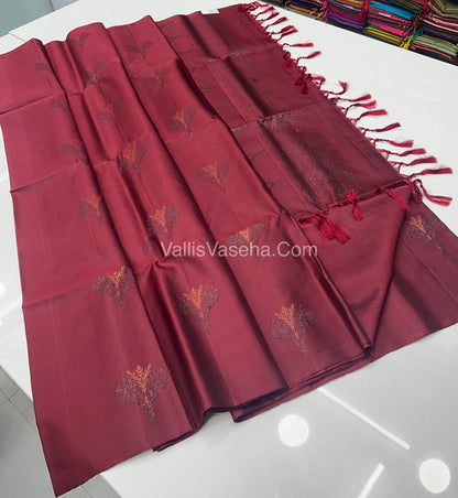 Pure Soft Silk Saree - Border Less - Maroon Shade - VVPSS055
