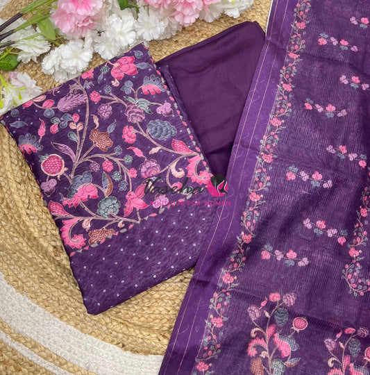 Unstitched Chanderi Salwar Material  | Purple | VVUSM038