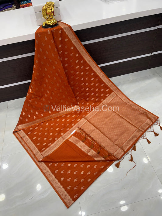 Banarasi - Heritage Silk - Semi Kathan Silk - Rust Orange Shade - VVBHS003