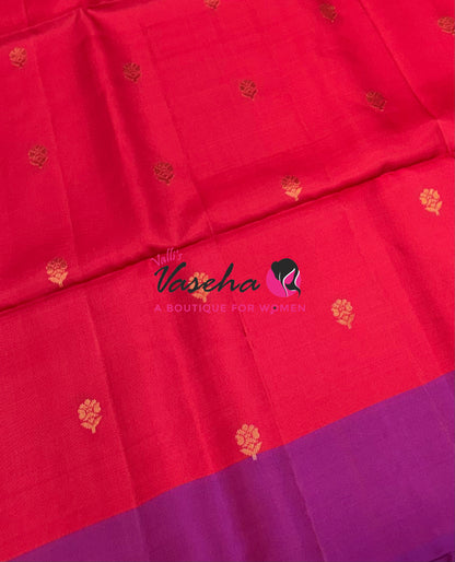 Half Mixed  Soft Silk Saree - Red & Purple - VVPSS073