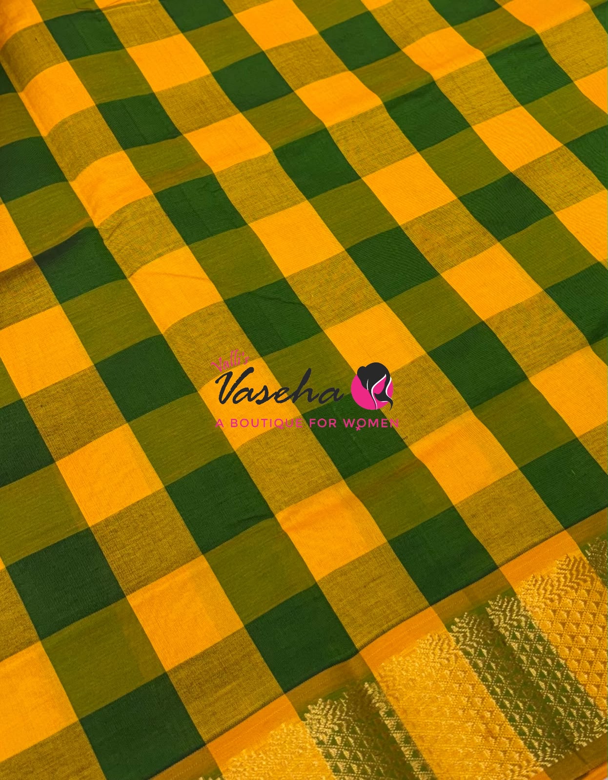 Semi Silk Cotton Saree |  Pazhum Pazhamum Checks Design |VVSSC011