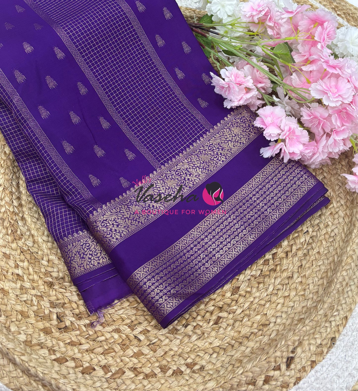 Semi Mysore Crepe Silk  - Purple Shade - VVSMC004