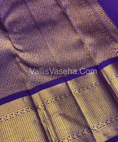 Pure Bridal Korvai Kanchipuram Silk Saree - Light Lavender & Violetish Blue Combo - VVPS041