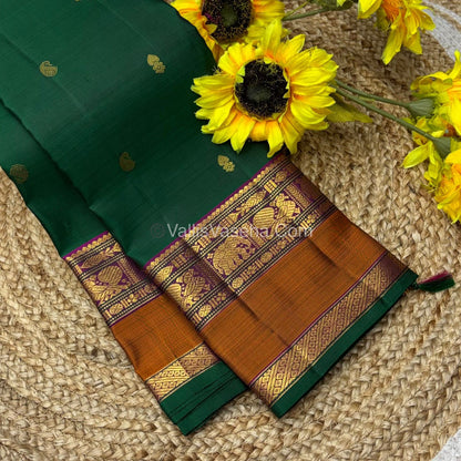 Pure Kanchipuram Silk Saree - Green With Purple Shade  - VVPS037