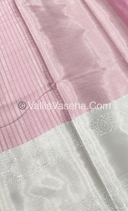 Semi Bridal Tissue Sarees - Light Pastel Pink & Half White Combo - VVSBT003