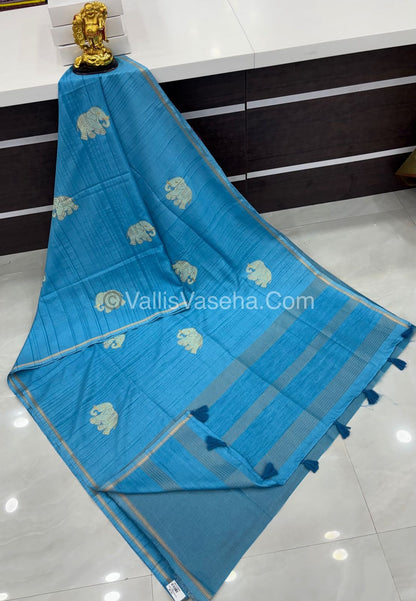 Semi Tussar Silk  - Blue Shade - VVSTS042