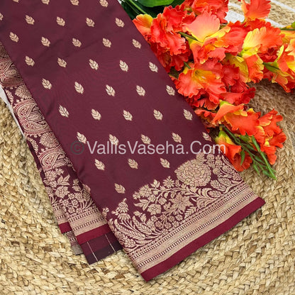 Semi Soft Silk with Border - Maroon Shade -VVSSS012