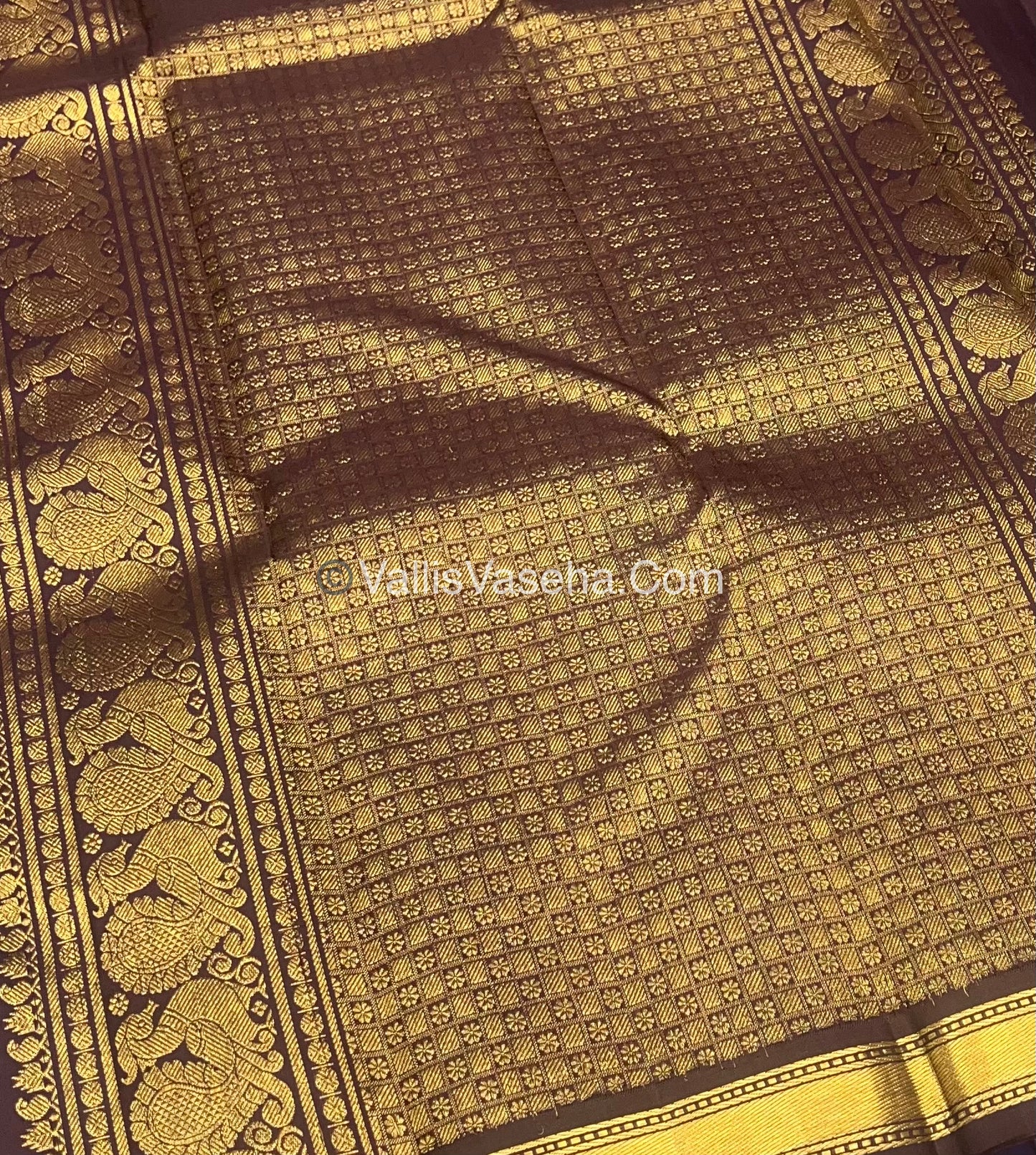 Pure Kanchipuram Silk Saree - Rust Orange & Wine Brown Combo - VVPS021
