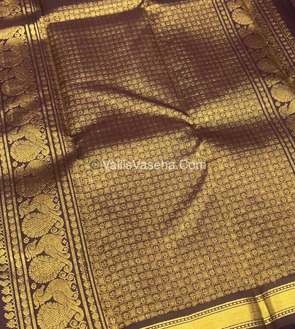 Pure Kanchipuram Silk Saree - Rust Orange & Wine Brown Combo - VVPS021