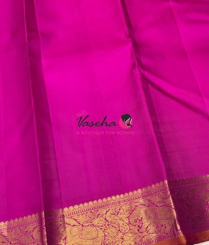 Pure Kanchipuram Silk Saree - Vairavoosi Design  - Purple & Pink Combo - VVPS059