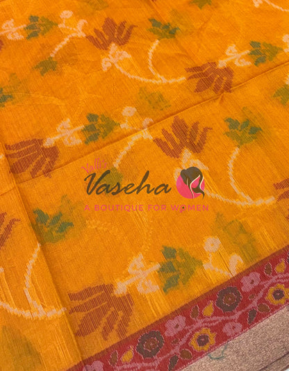 Semi Raw Silk - Yellow With Maroonish Red Shade - VVRS009