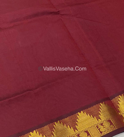 Semi Silk Cotton Saree - Blue With Maroon Shade - VVSSC005