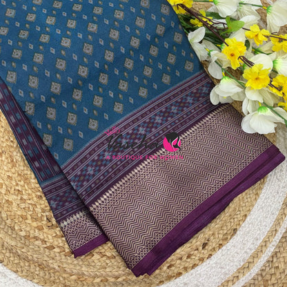 Casual Wear - Semi Patola Silk - Blue & Purple Shade - VVSPS001