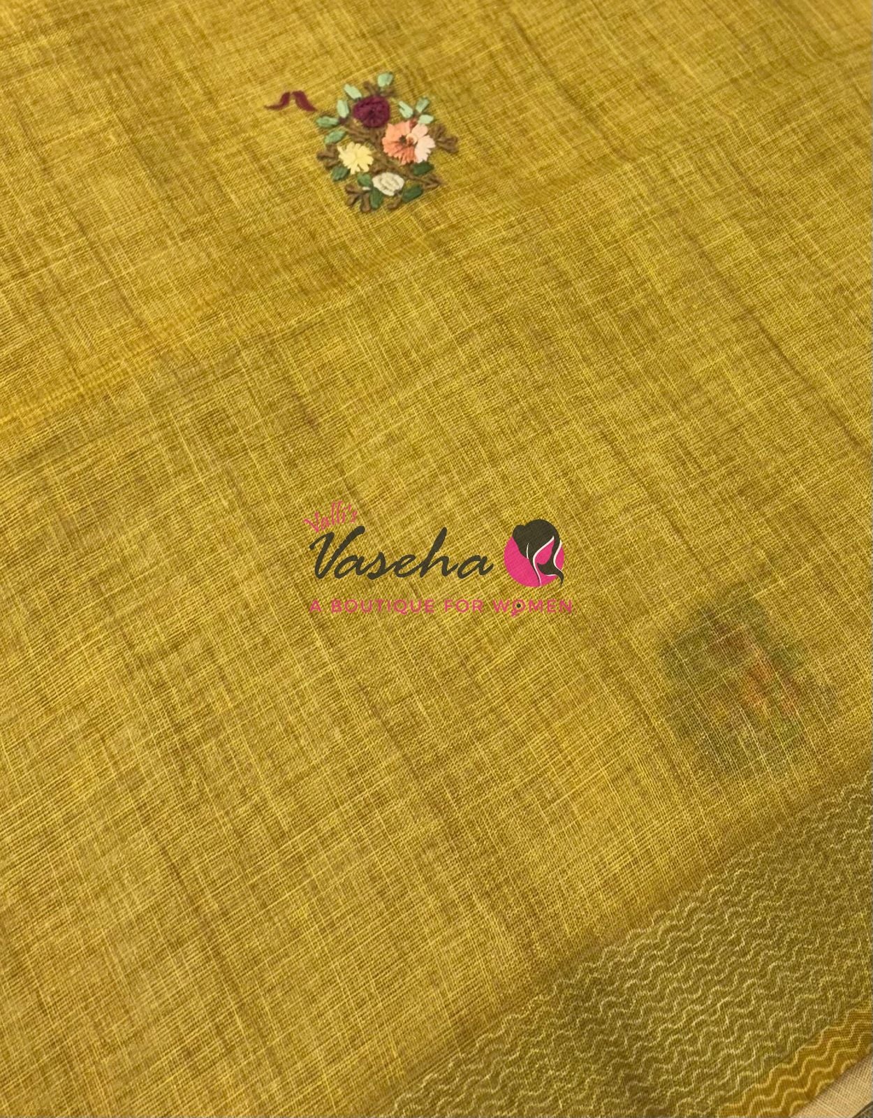 French Knot - Linen Tissue Saree - Mustard Yellow Shade - VVLFN017
