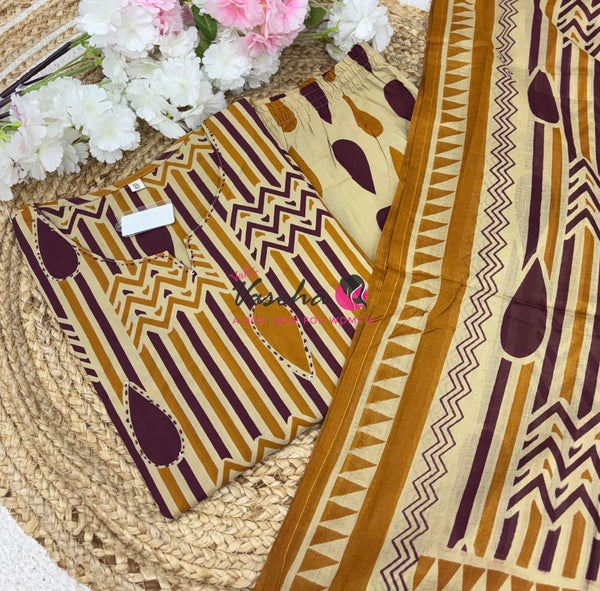 Ready Made | Straight Cut  |Salwar, Kameez & Duppatta(3pc)|Cotton |VVRMS020
