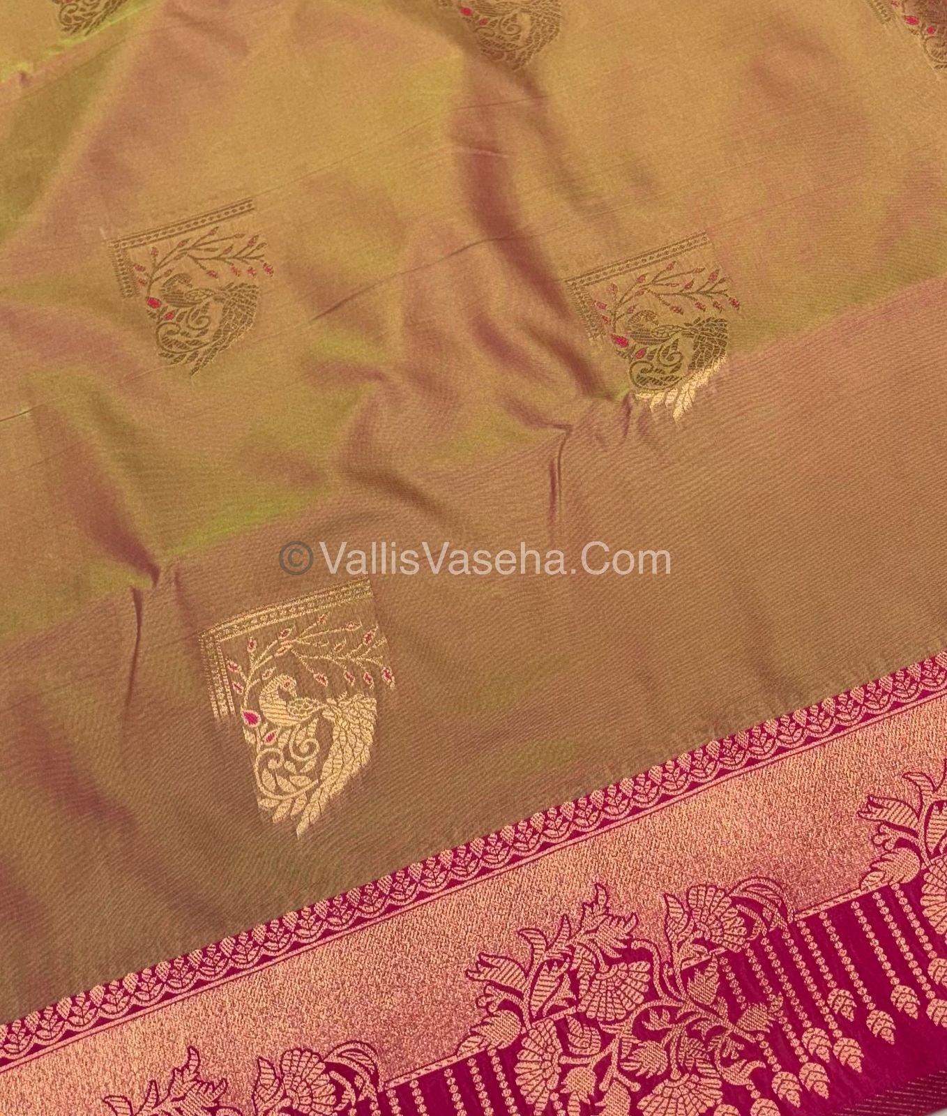 Semi Soft Silk - Mustard With Pink Shade -VVSSS030 - 4