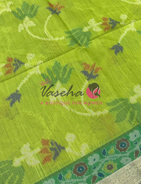 Semi Raw Silk - Green With Green Shade - VVRS009