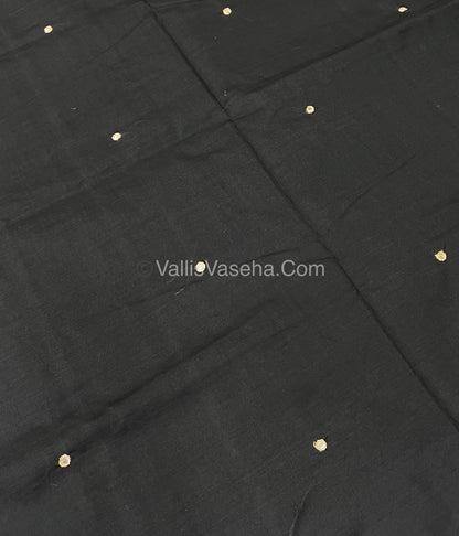 South Mixed Cotton - Mirror Work Embroidery - Black with Mustard- VVPCM002