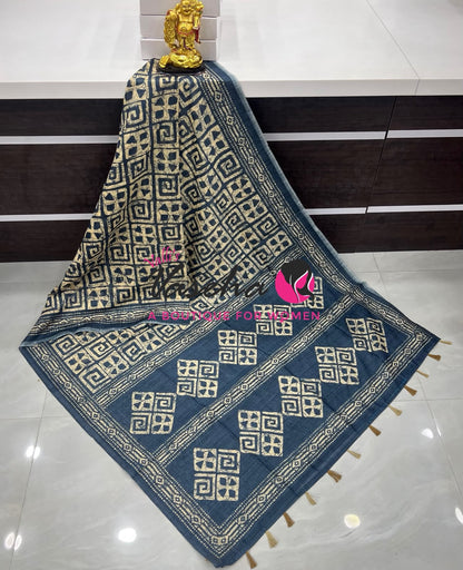 Art Tussar / Art Silk - Blue Shade - VVATS002