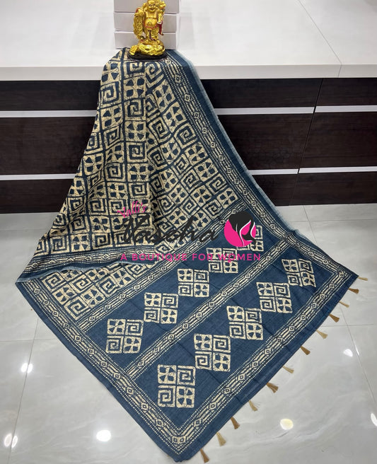 Art Tussar / Art Silk - Blue Shade - VVATS005