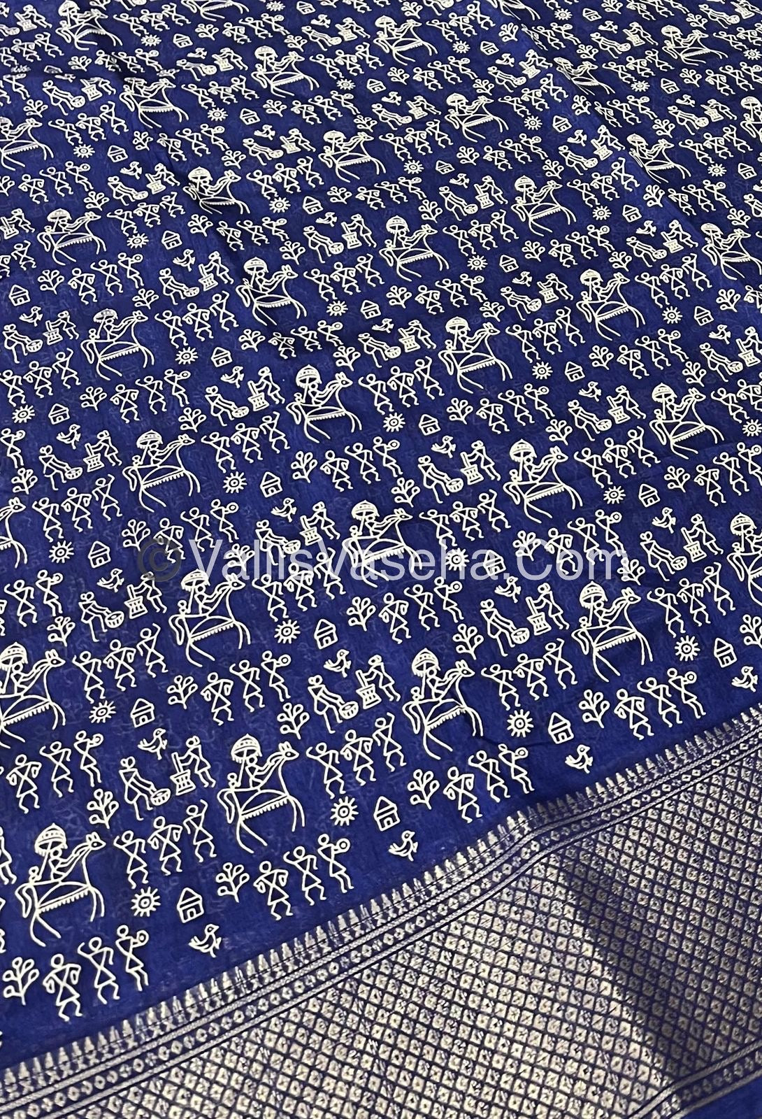 Semi Binny Silk - Varli Design  - Blue Shade - VVSBS003