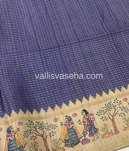 Semi Tussar Silk - Vairavoosi Design - Lavender & Cream Shade - VVSTS030