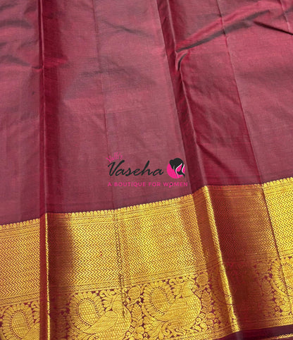 Pure Kanchipuram Silk Saree - Maroon Shade  - VVPS101