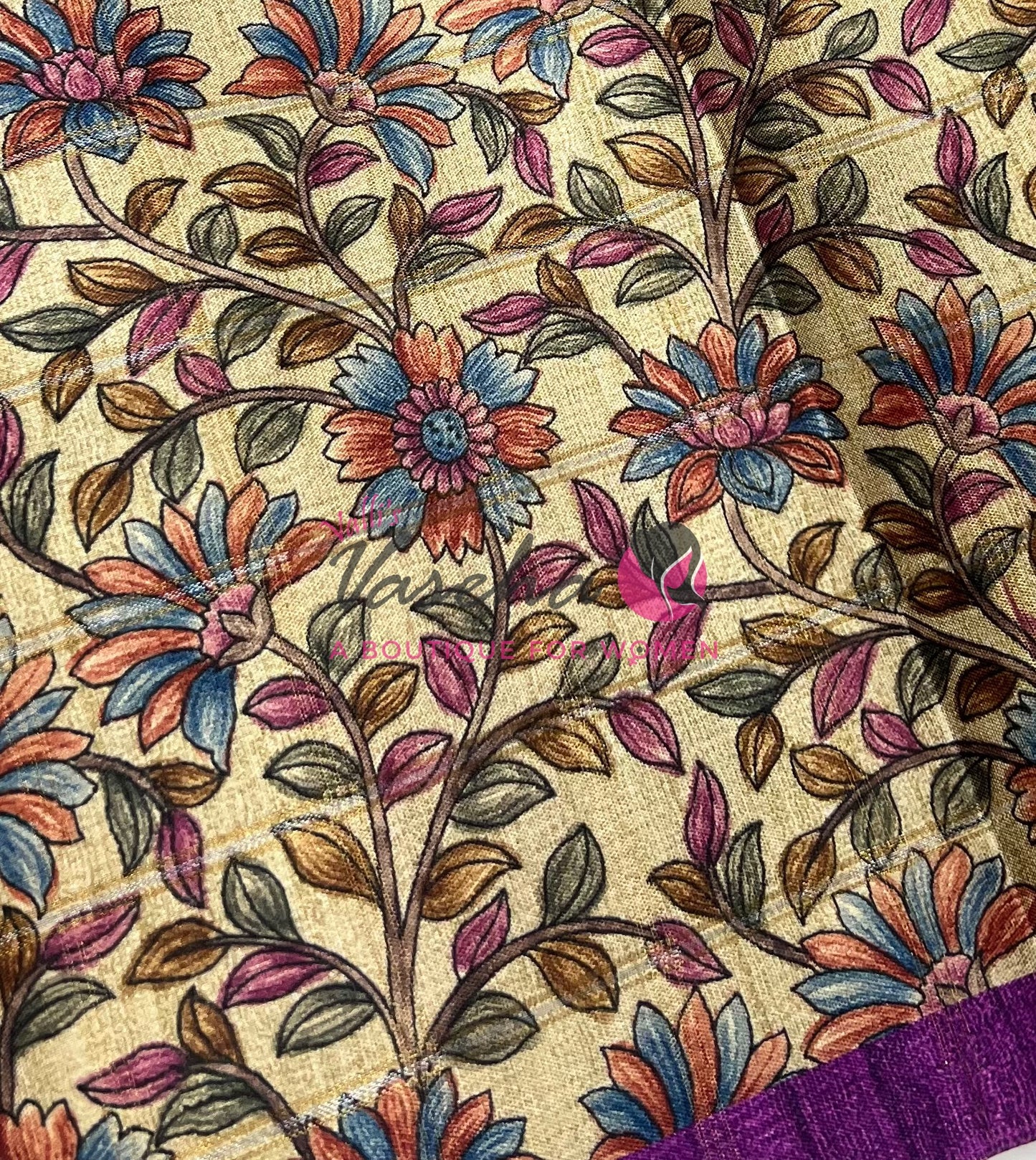Semi Gicha Tussar Saree - checks pattern - VVSGT005