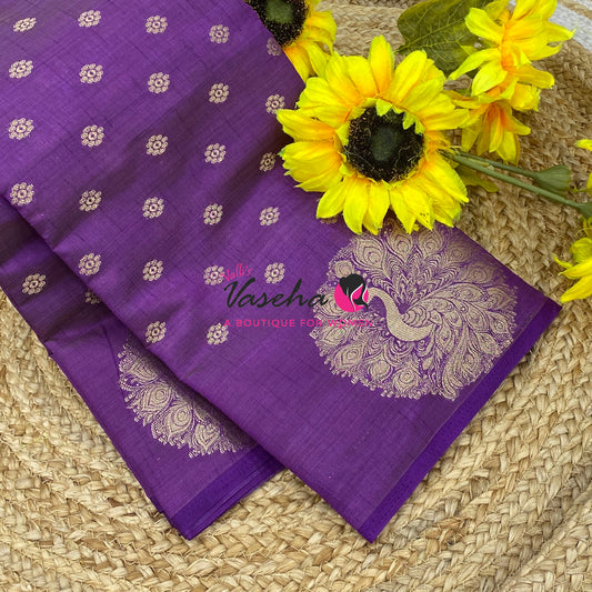 Semi Tussar Silk Saree | Purple Shade |VVSTS056