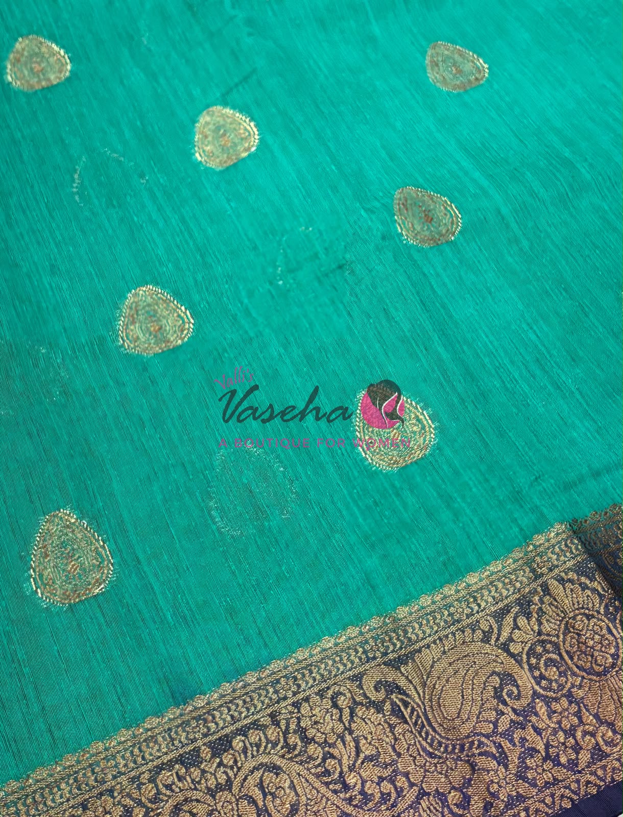 Bamboo Silk Saree- Green with Blue Shade - VVBSS016