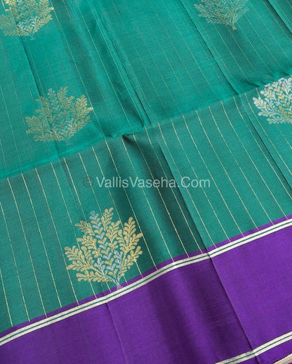 Pure Soft Silk Saree  - Teal & Purple Combo - VVPSS055