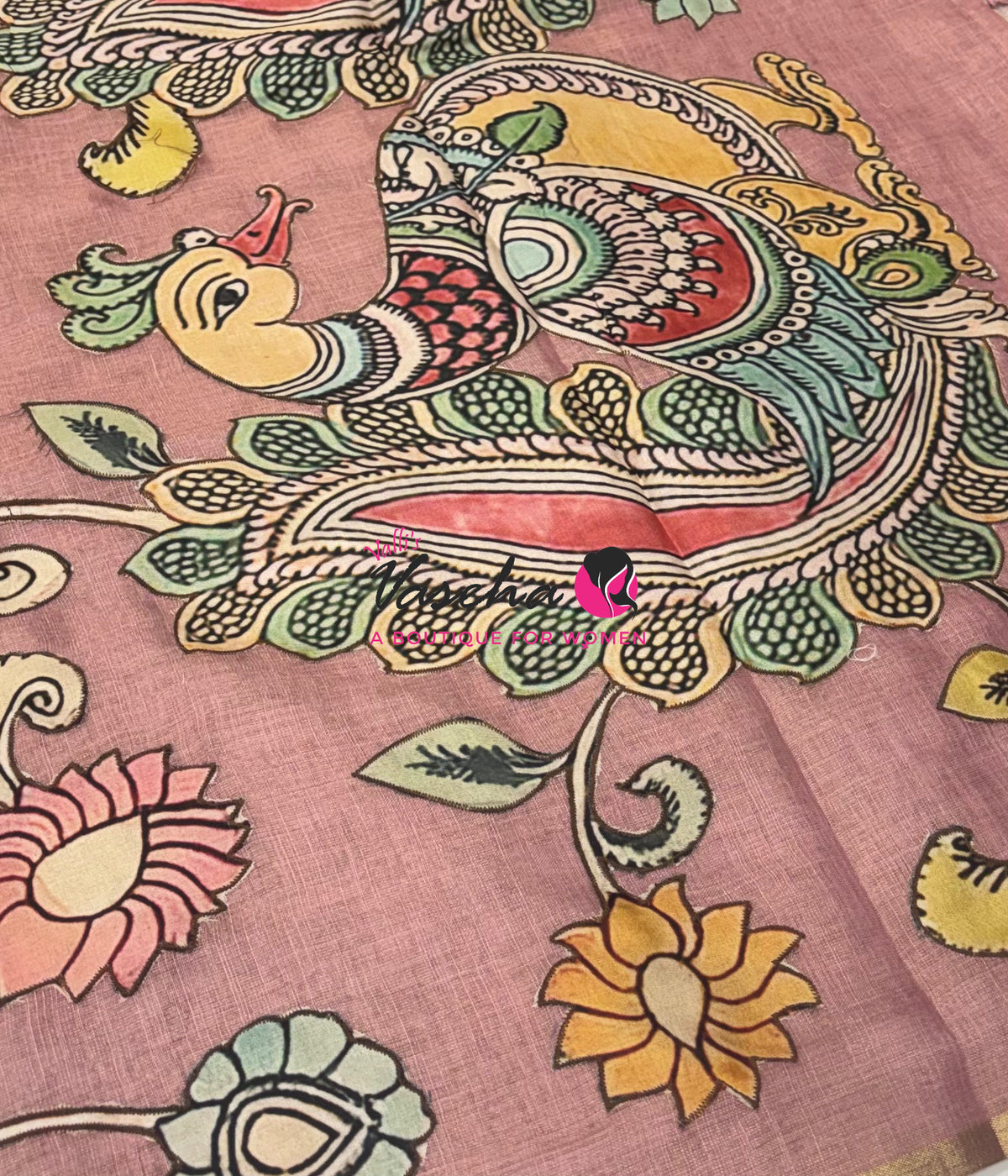 Linen Appliqué Work Saree - Pink  Shade - VVLAS001