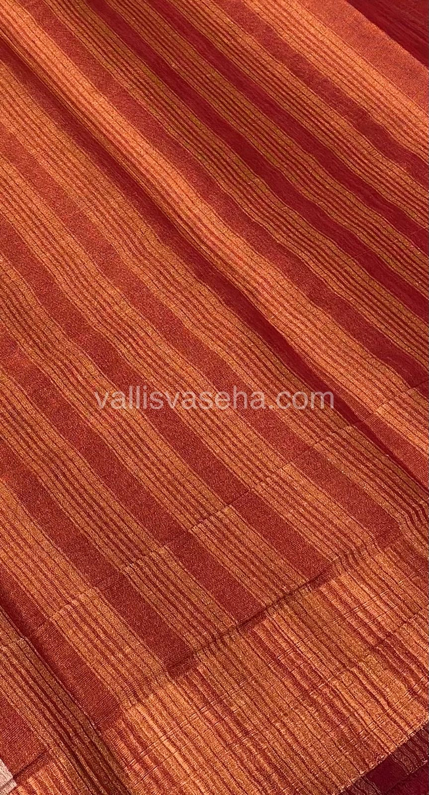 Semi Tussar Silk - Temple border - Merun Shade - VVSTS001