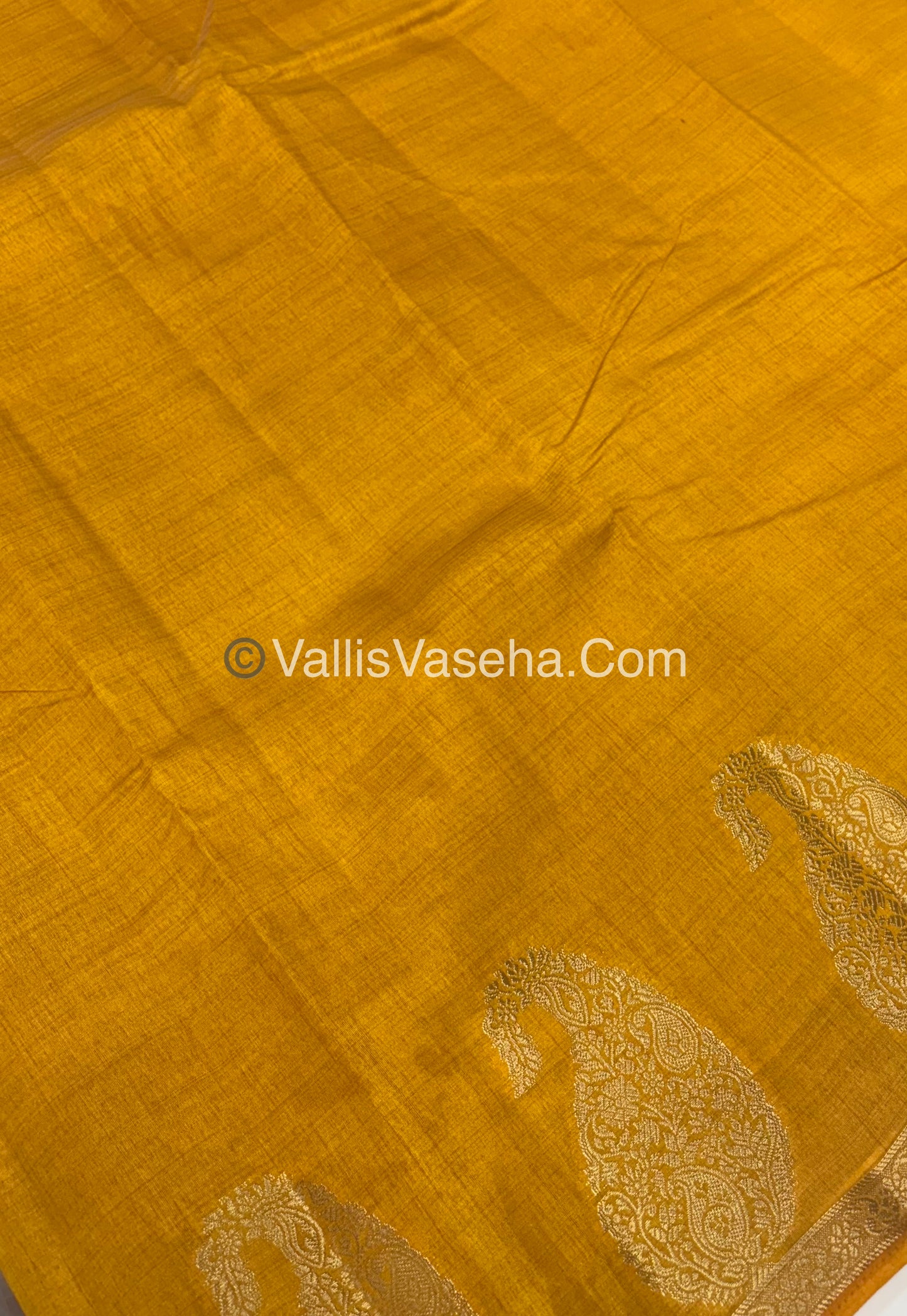 Semi Tussar Silk - Small Mango - Mustard Yellow Shade - VVSTS002
