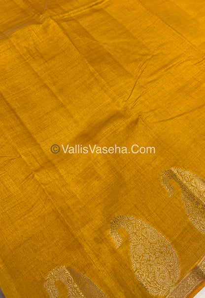 Semi Tussar Silk - Small Mango - Mustard Yellow Shade - VVSTS002
