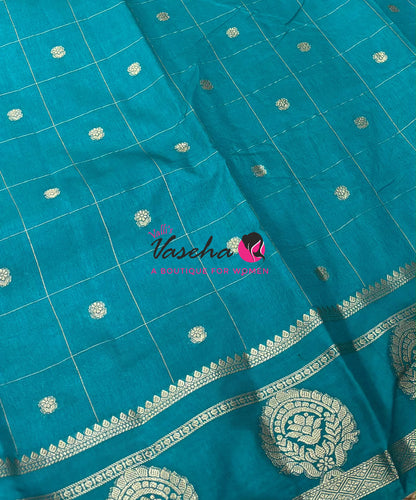Semi Tussar Silk Saree | Blue  Shade |VVSTS060