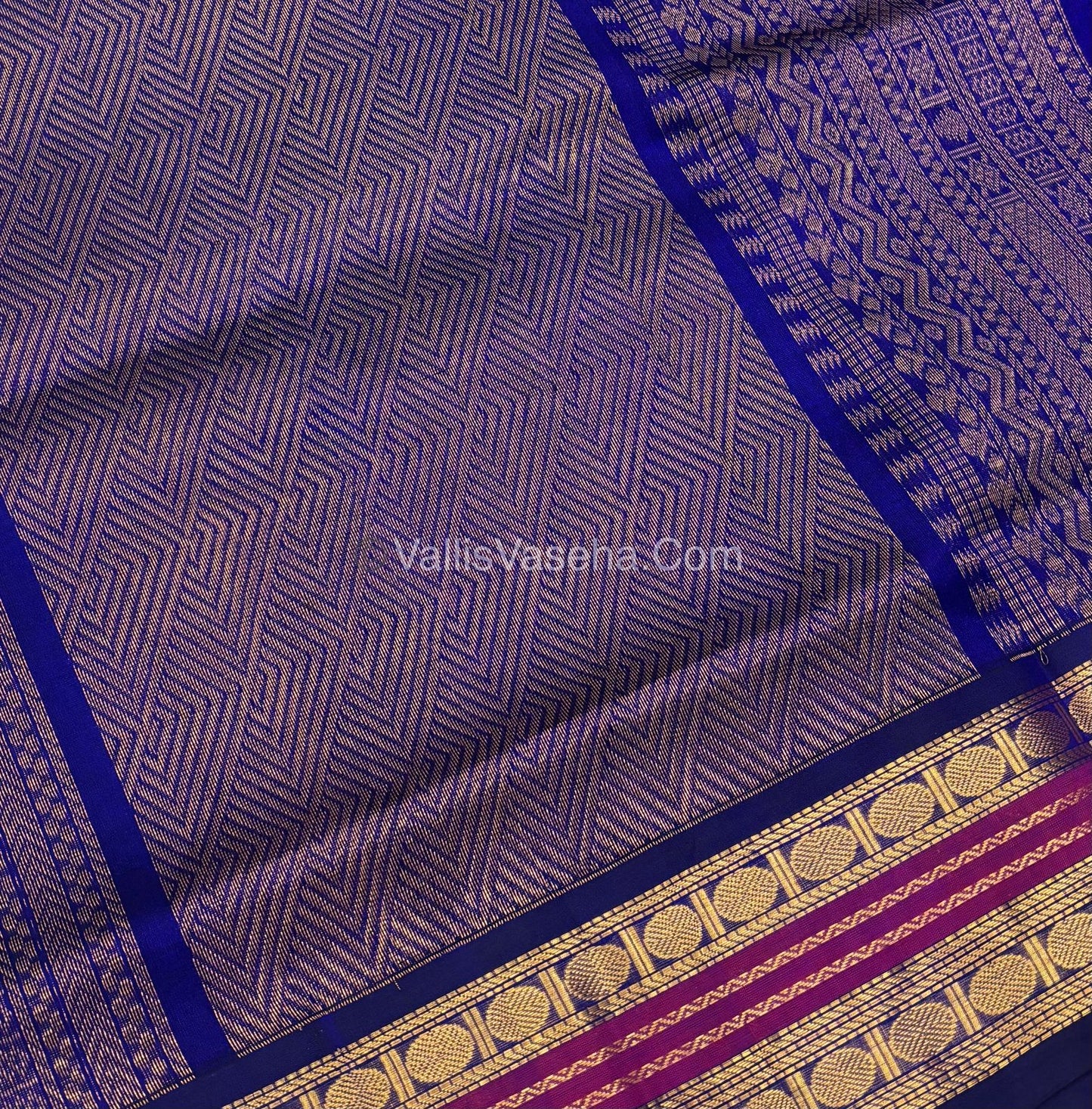 Pure Korvai Silk Cotton Saree - Treble town shade with Blue - VVKSC004