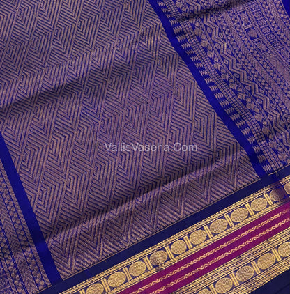 Pure Korvai Silk Cotton Saree - Treble town shade with Blue - VVKSC004