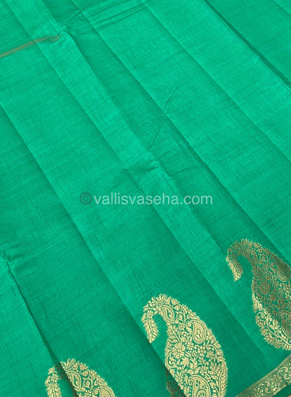 Semi Tussar Silk - Small Mango - - Ramar Green Shade - VVSTS002