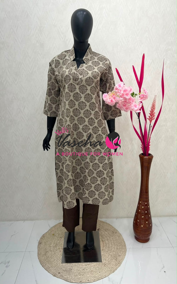 Top & Bottom(2pc) Co-Ord Set - Cotton - VVCS012