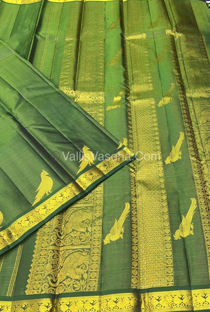 Pure Kanchipuram Silk Saree - Vaira Voosi design - Green shade - VVPS022