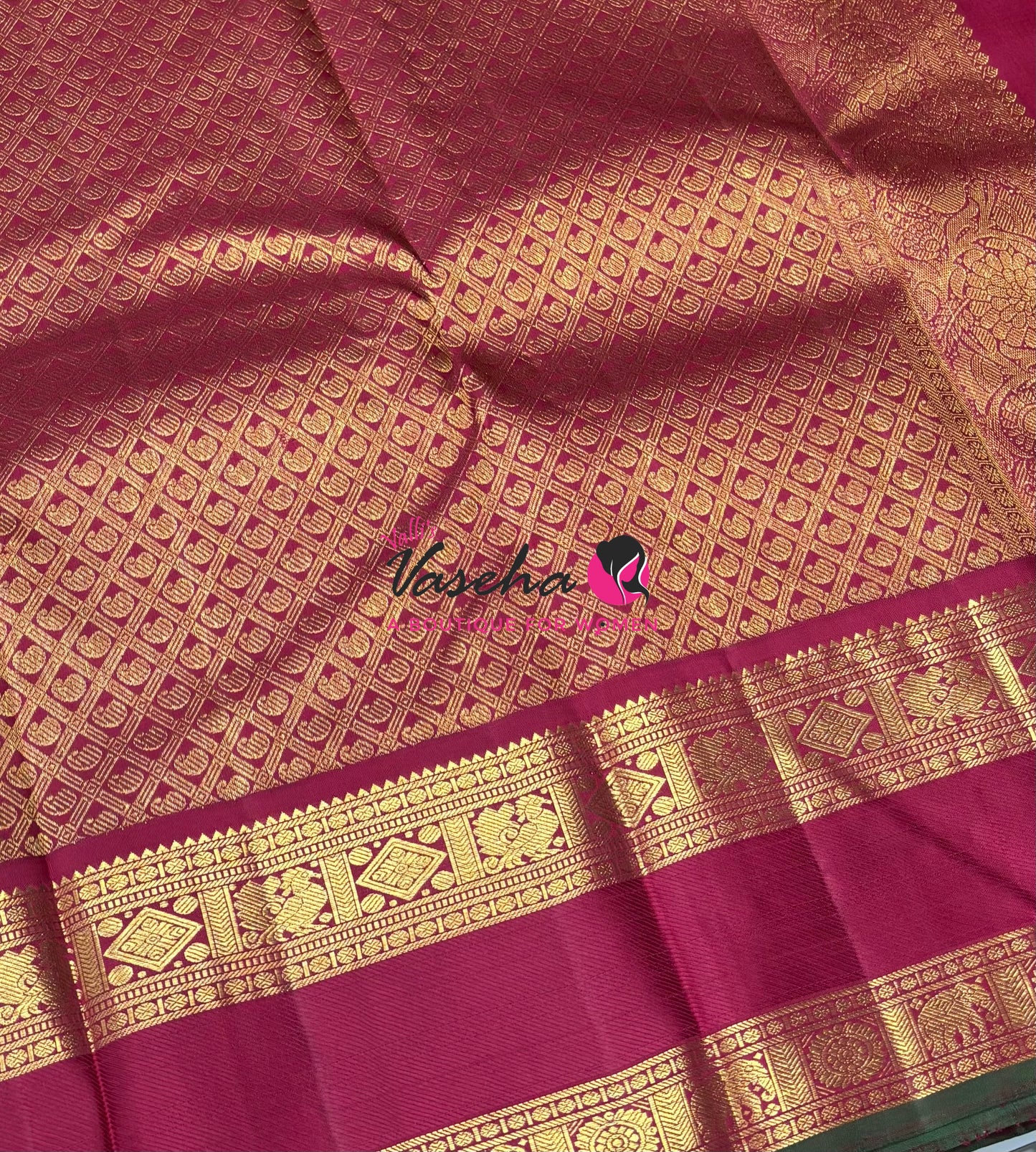 Pure Vintage Korvai Kanchipuram Silk Saree - Yellow & Maroon Combo - VVPS071