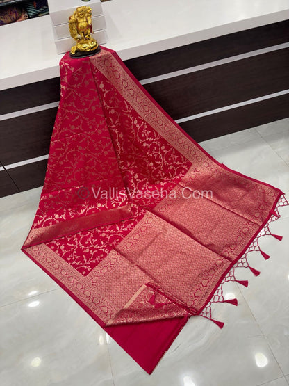 Banarasi - Heritage Silk - Semi Kathan Silk - Dark Pinkish Red Shade- VVBHS001