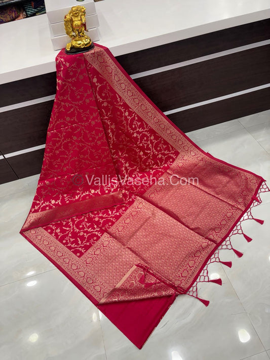 Banarasi - Heritage Silk - Semi Kathan Silk - Dark Pinkish Red Shade- VVBHS001