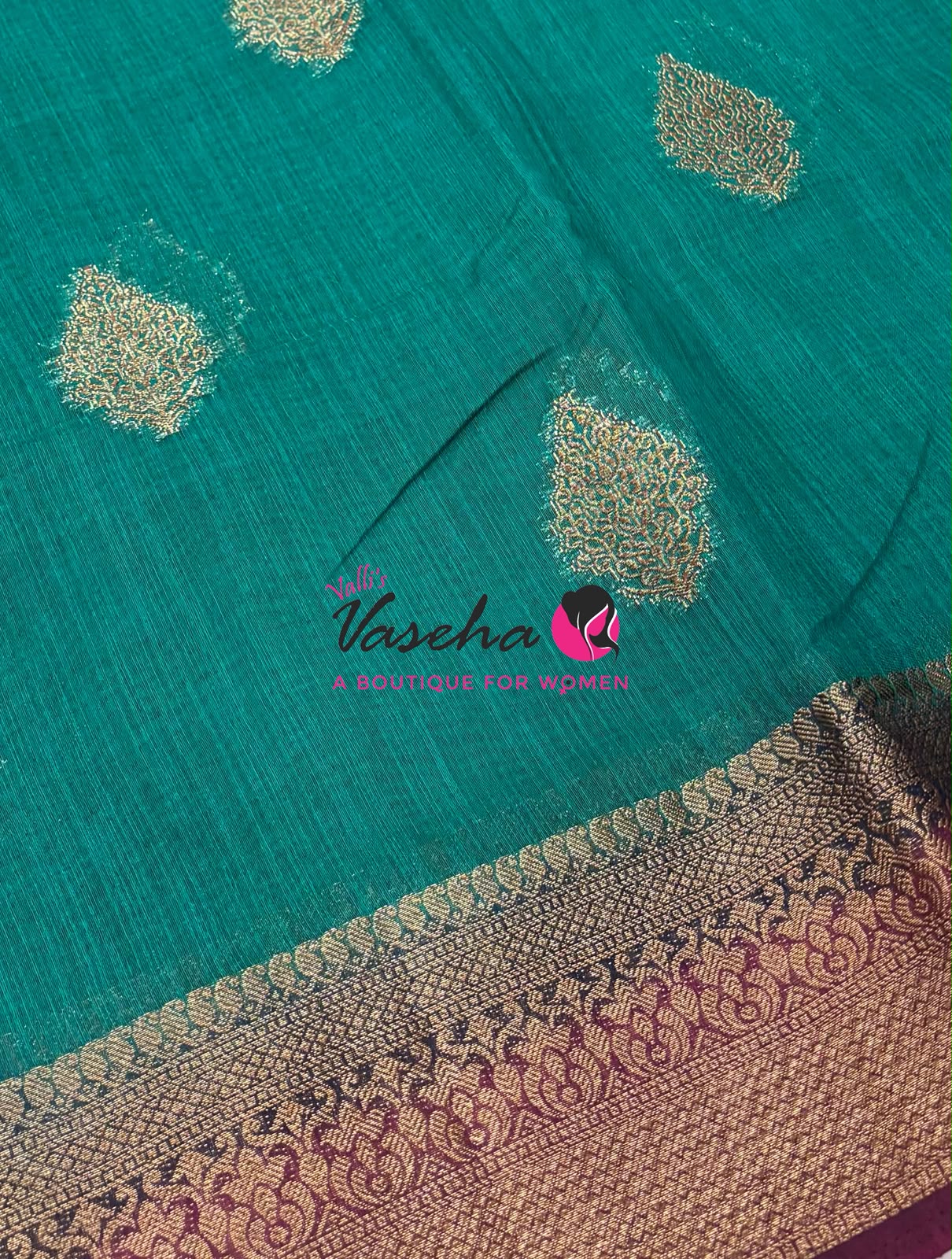 Bamboo Silk Saree - Ramar Green with Maroon Shade - VVBSS018