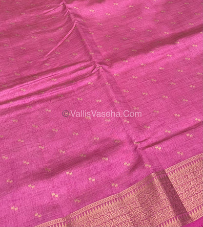 Semi Tussar Silk - Grand Pallu  - Light Pink Shade - VVSTS020